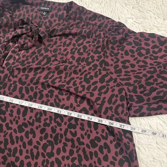 Torrid womens cheetah print ombre blouse 3 sheer sexy curvy - Picture 9 of 13
